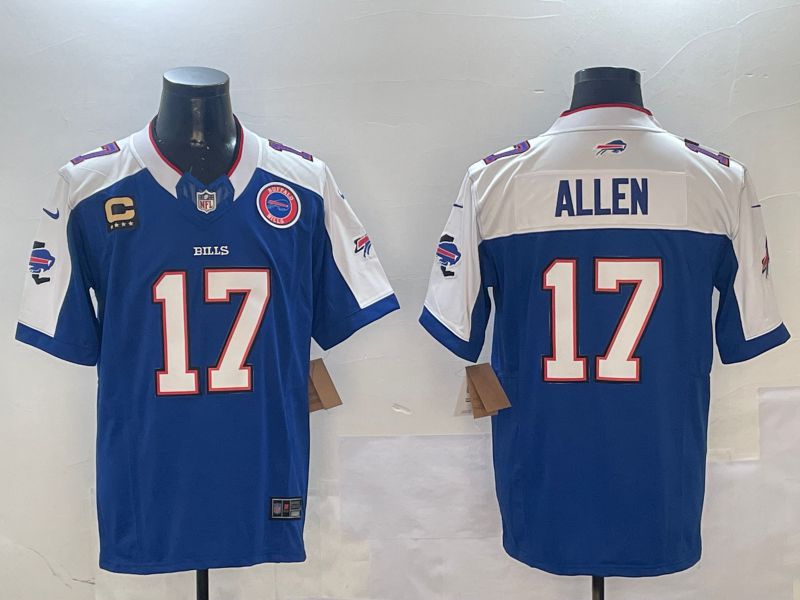 Men Buffalo Bills 17 Allen Blue Thanksgiving three generations 2024 Nike Limited NFL Jersey style 3